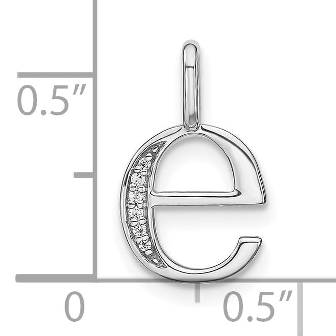 14K White Gold Diamond 0.02-CT Lower Case Style E Initial Charm Pendant