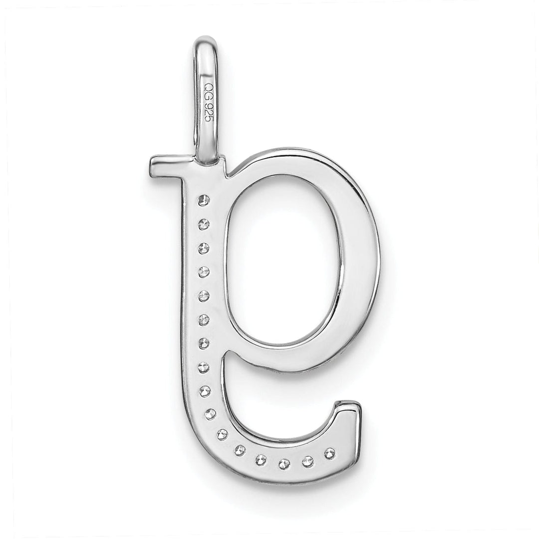 14K White Gold Diamond 0.056-CT Lower Case Style G Initial Charm Pendant