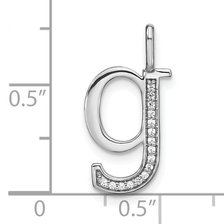 14K White Gold Diamond 0.056-CT Lower Case Style G Initial Charm Pendant