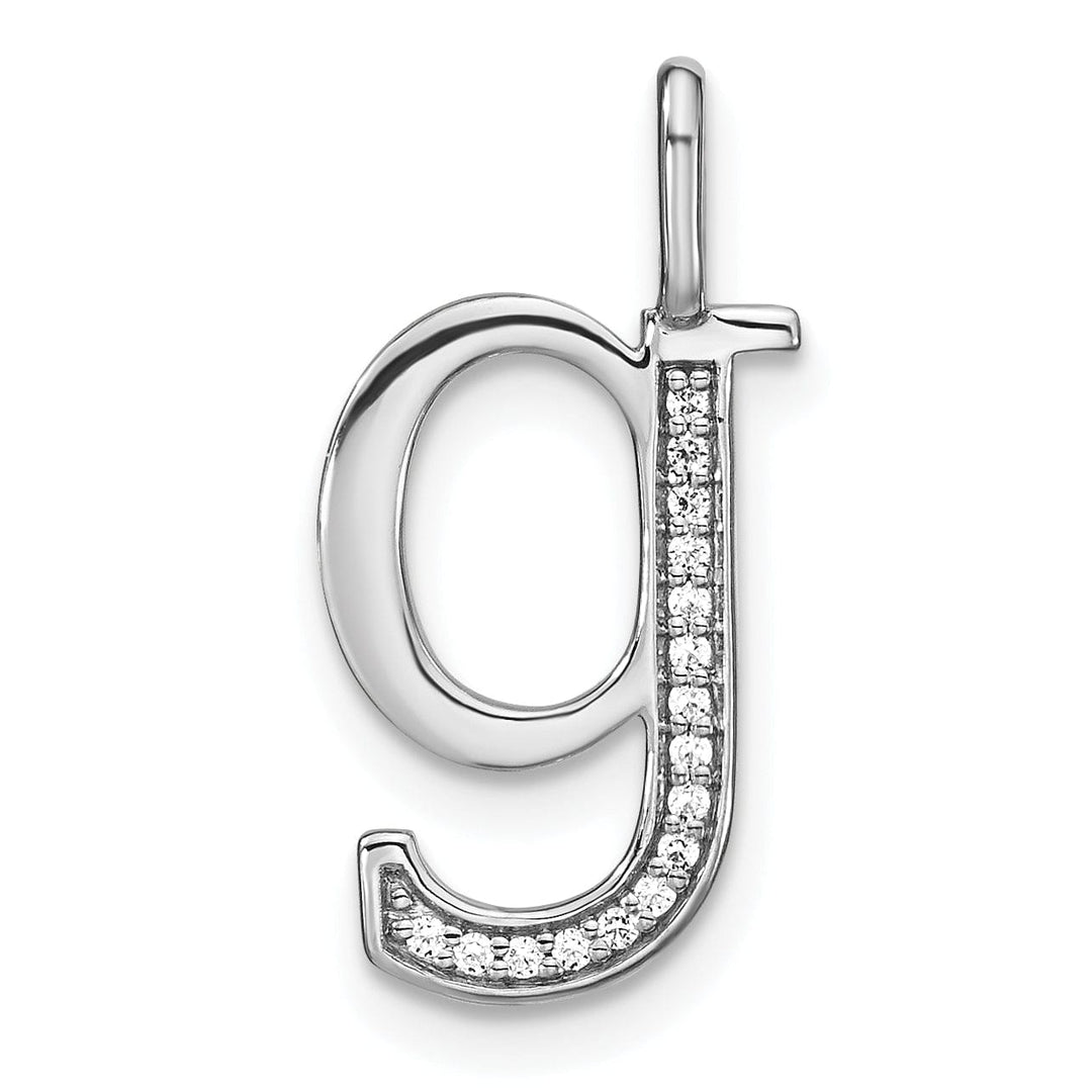 14K White Gold Diamond 0.056-CT Lower Case Style G Initial Charm Pendant