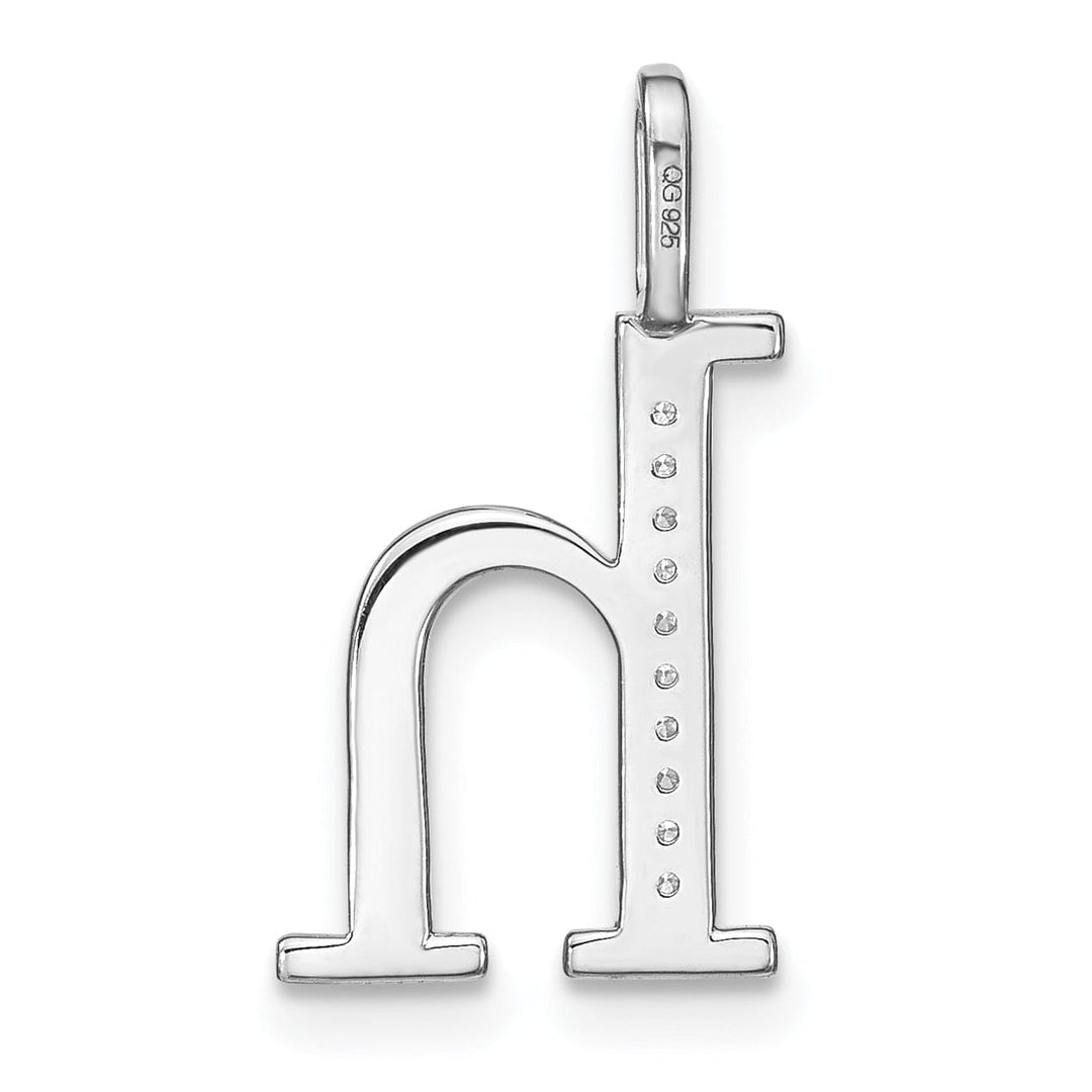 14K White Gold Diamond 0.035-CT Lower Case Style H Initial Charm Pendant