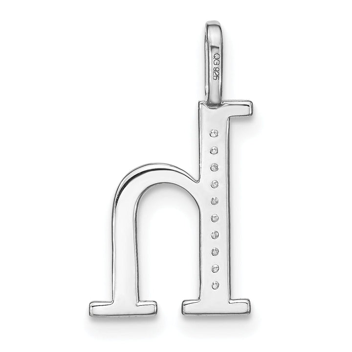 14K White Gold Diamond 0.035-CT Lower Case Style H Initial Charm Pendant