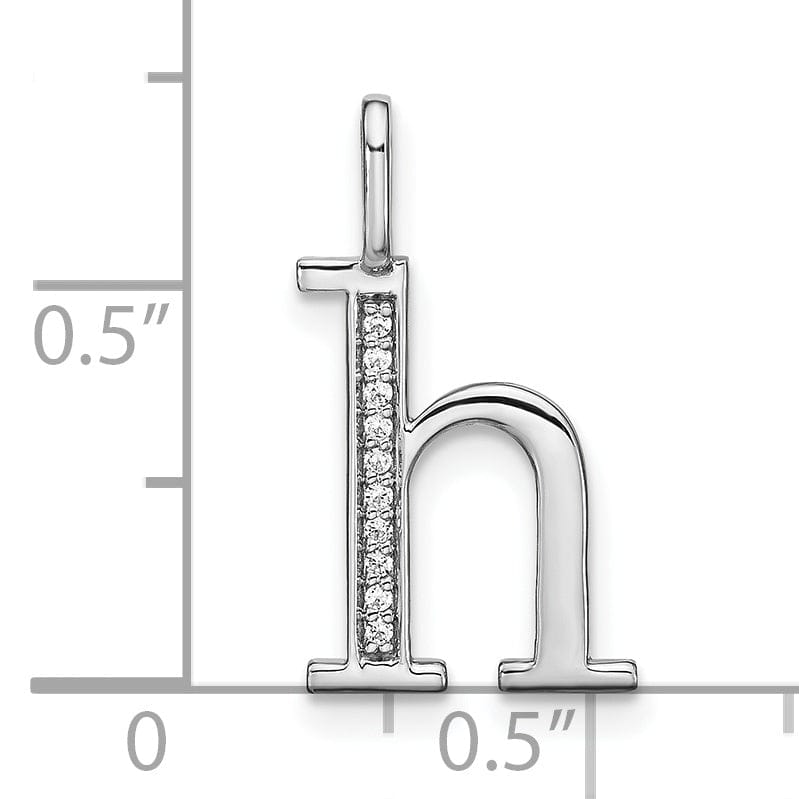 14K White Gold Diamond 0.035-CT Lower Case Style H Initial Charm Pendant