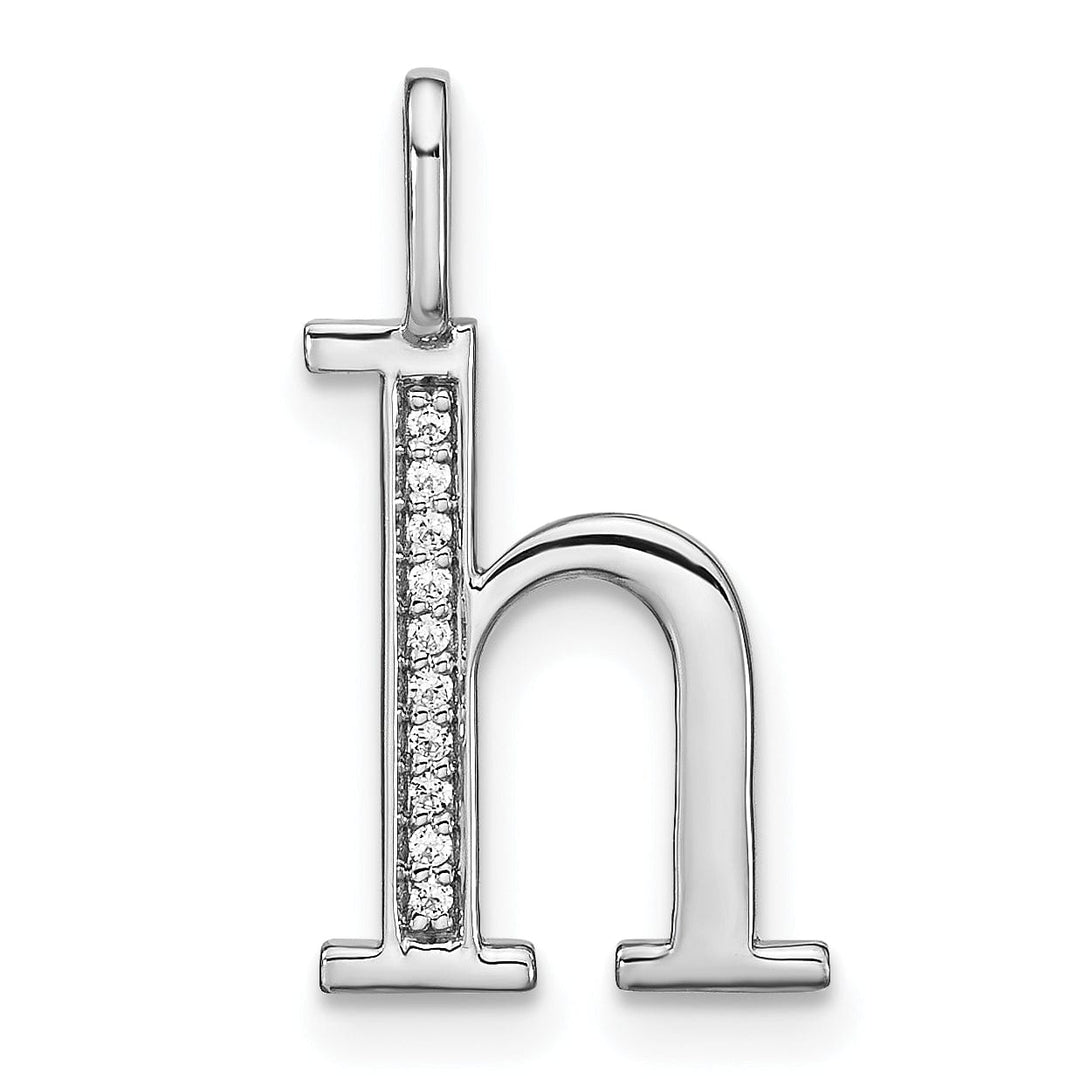 14K White Gold Diamond 0.035-CT Lower Case Style H Initial Charm Pendant