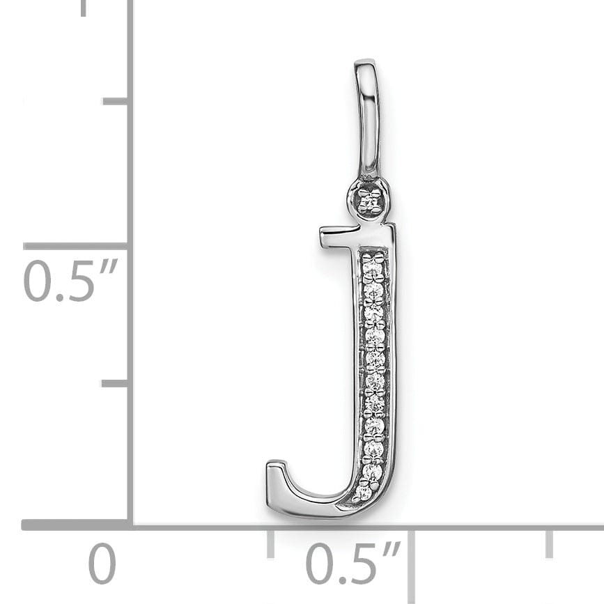 14K White Gold Diamond 0.041-CT Lower Case Style J Initial Charm Pendant