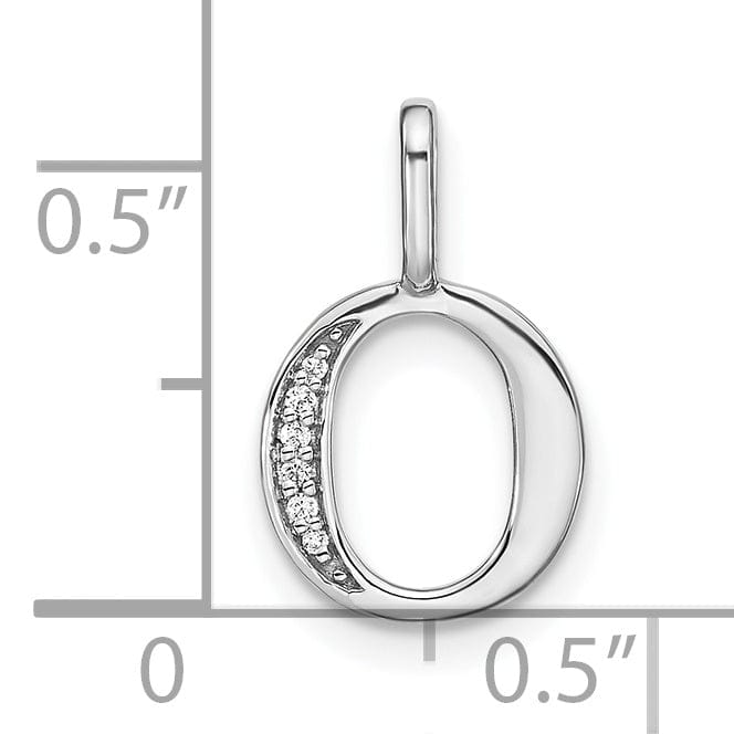 14K White Gold Diamond 0.02-CT Lower Case Style O Initial Charm Pendant