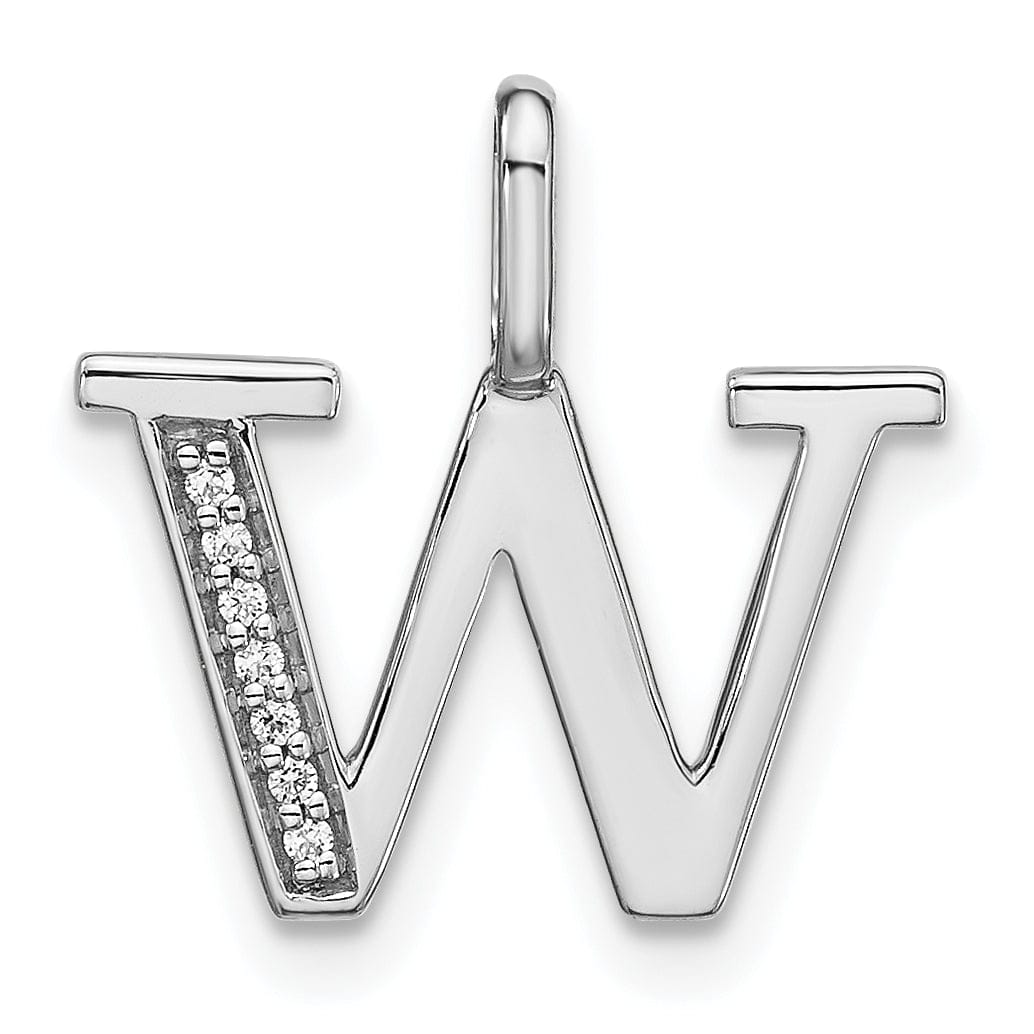 14K White Gold Diamond 0.025-CT Lower Case Style W Initial Charm Pendant
