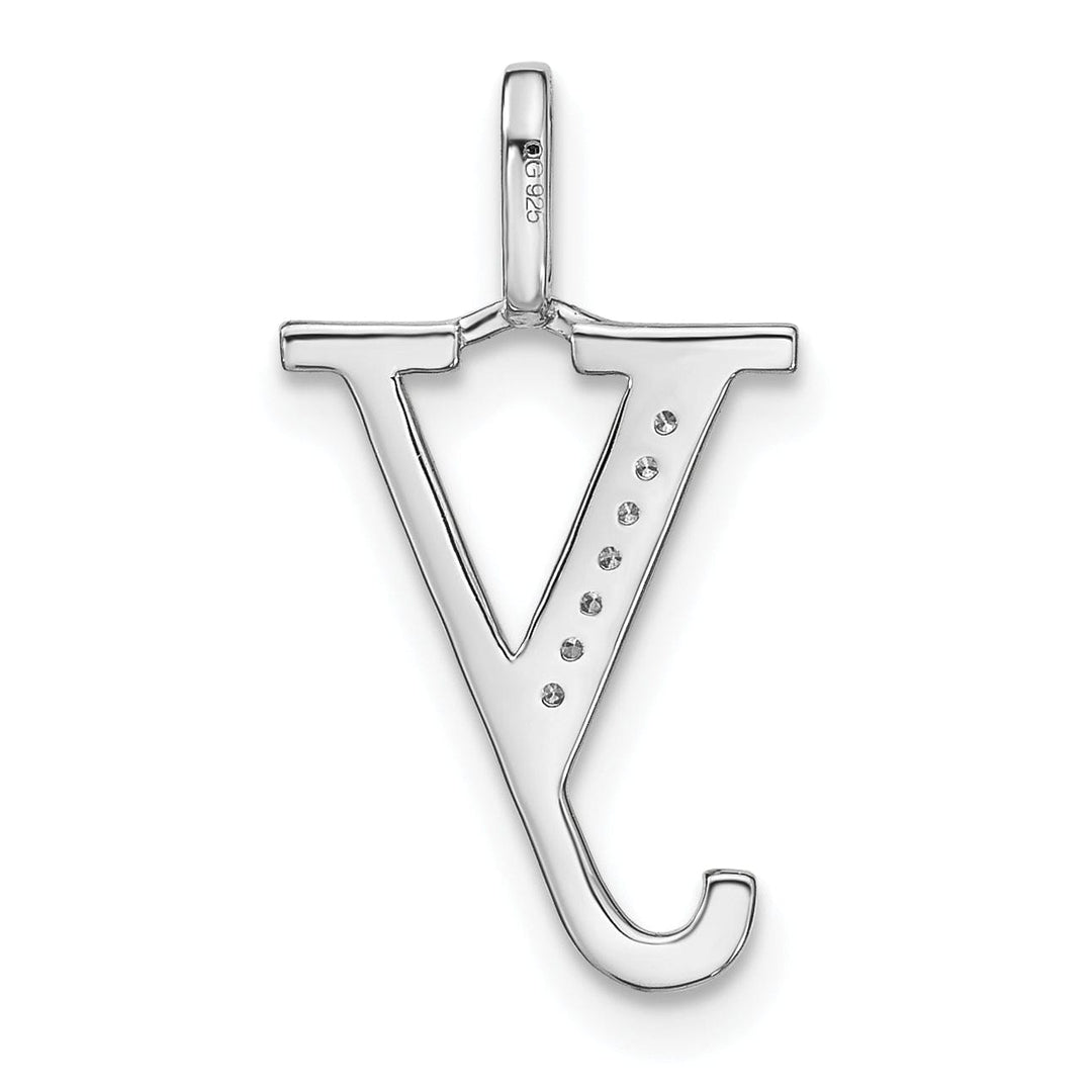 14K White Gold Diamond 0.021-CT Lower Case Style Y Initial Charm Pendant