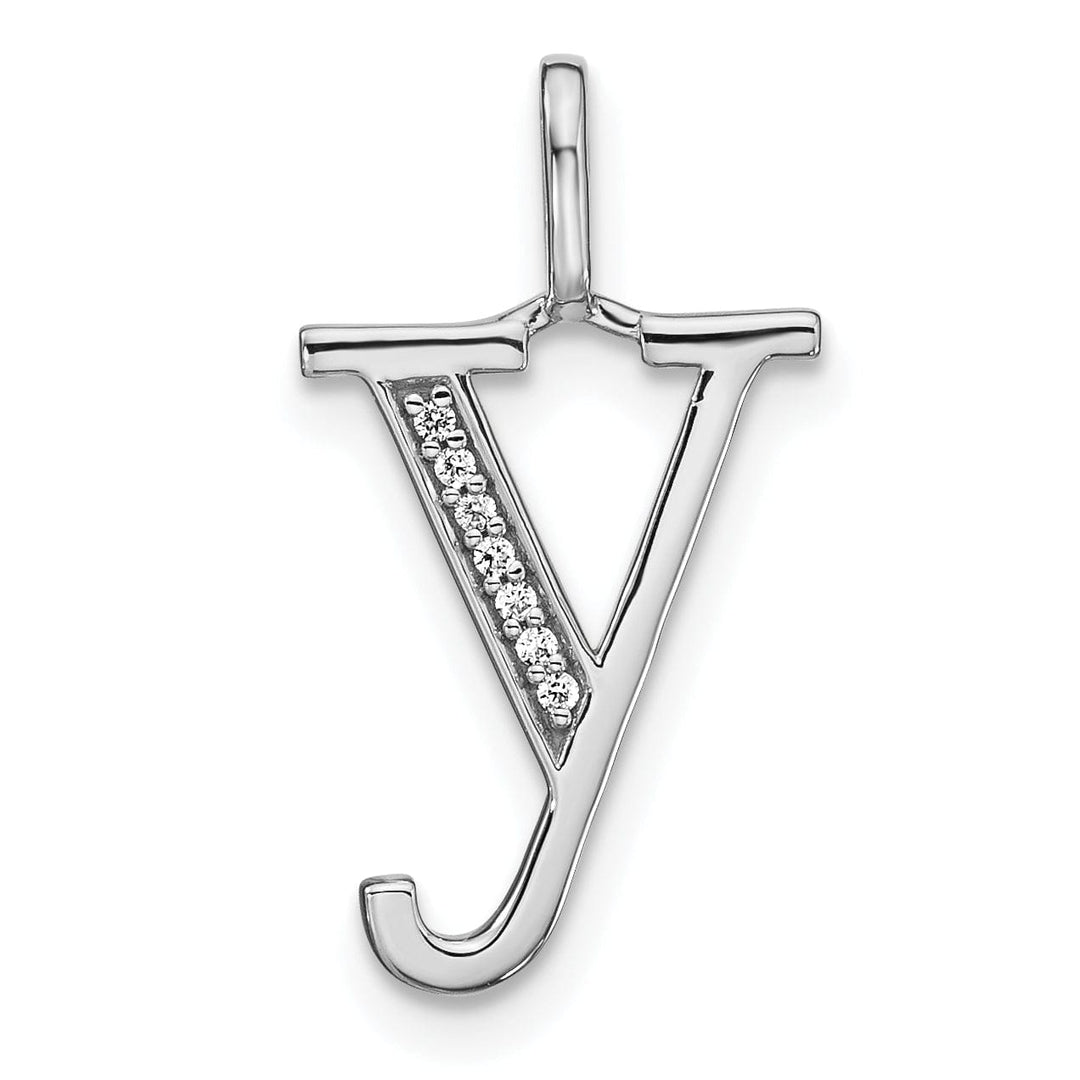 14K White Gold Diamond 0.021-CT Lower Case Style Y Initial Charm Pendant