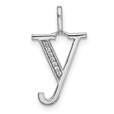 14K White Gold Diamond 0.021-CT Lower Case Style Y Initial Charm Pendant at $ 95.25 only from Jewelryshopping.com