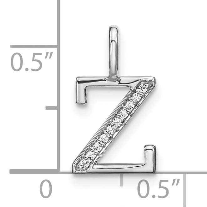 14K White Gold Diamond 0.035-CT Lower Case Style Z Initial Charm Pendant