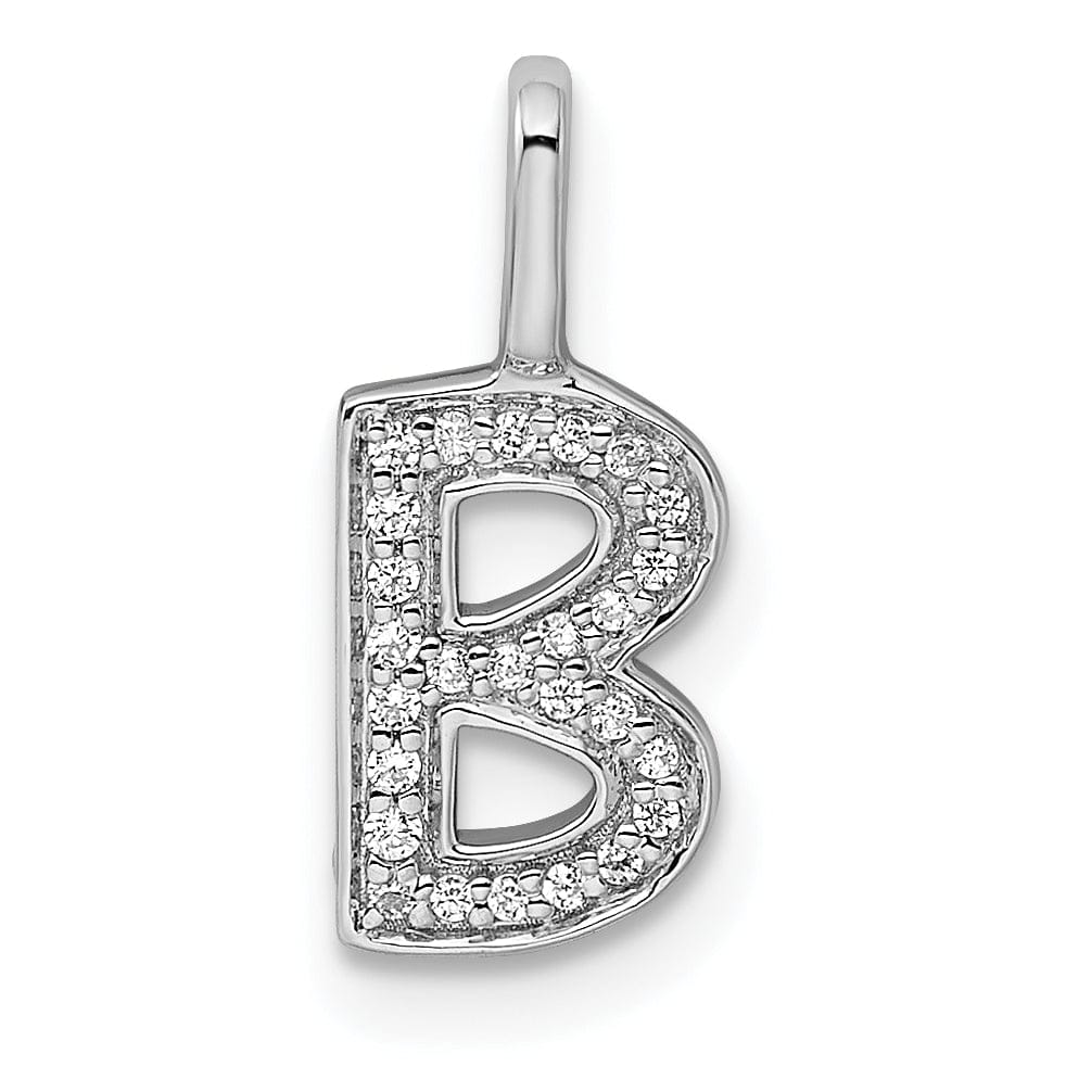 14K White Gold Diamond 0.082-CT Lower Case Style B Initial Charm