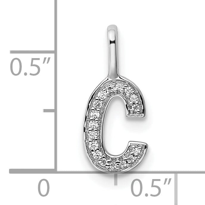 14K White Gold Diamond 0.055-CT Lower Case Style C Initial Charm