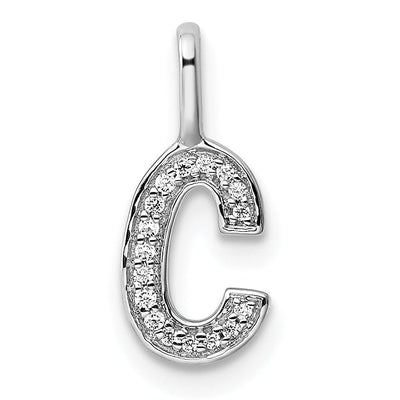 14K White Gold Diamond 0.055-CT Lower Case Style C Initial Charm