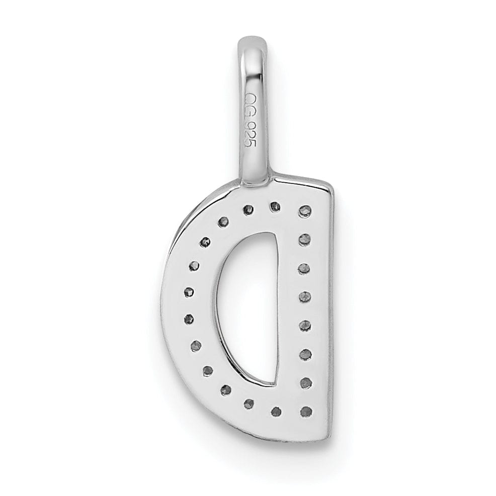14K White Gold Diamond 0.064-CT Lower Case Style D Initial Charm