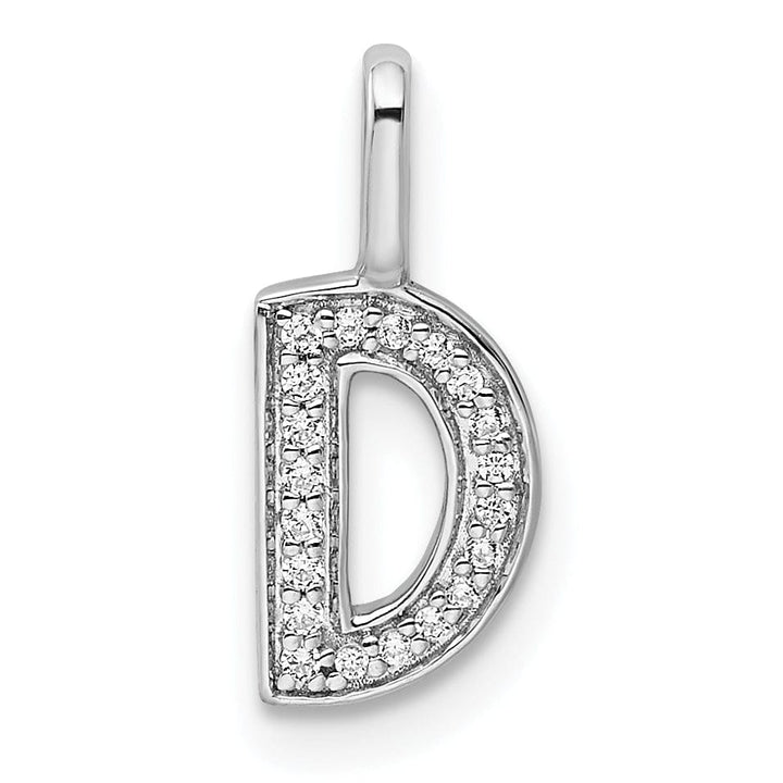 14K White Gold Diamond 0.064-CT Lower Case Style D Initial Charm