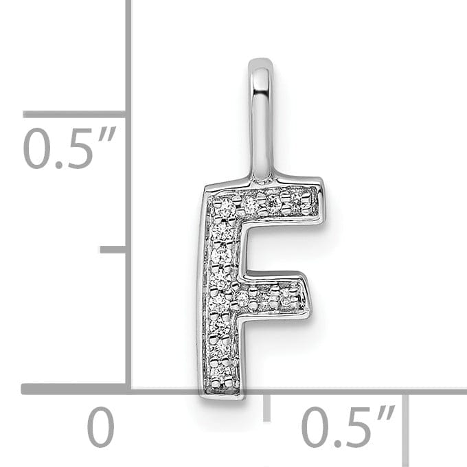 14K White Gold Diamond 0.046-CT Lower Case Style F Initial Charm