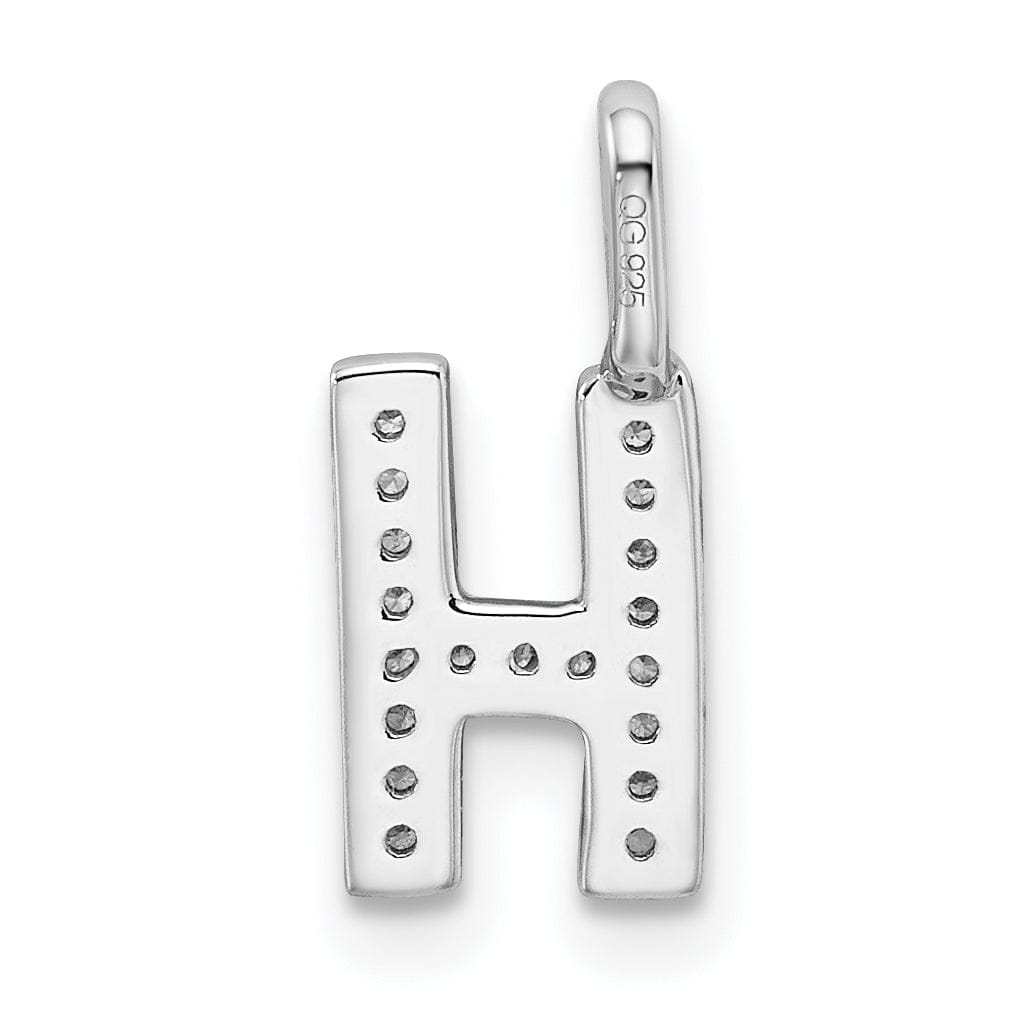 14K White Gold Diamond 0.065-CT Lower Case Style H Initial Charm