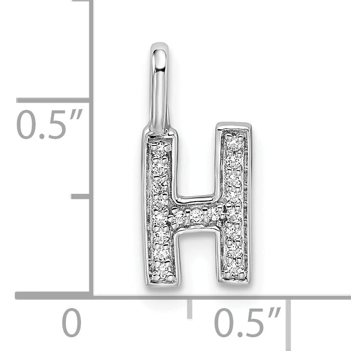 14K White Gold Diamond 0.065-CT Lower Case Style H Initial Charm