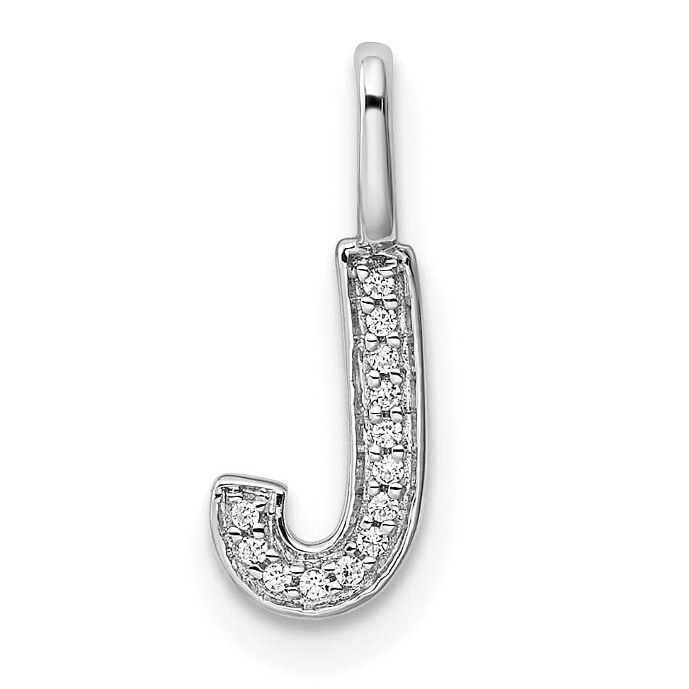 14K White Gold Diamond 0.066-CT Lower Case Style J Initial Charm