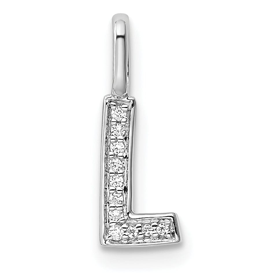 14K White Gold Diamond 0.037-CT Lower Case Style L Initial Charm