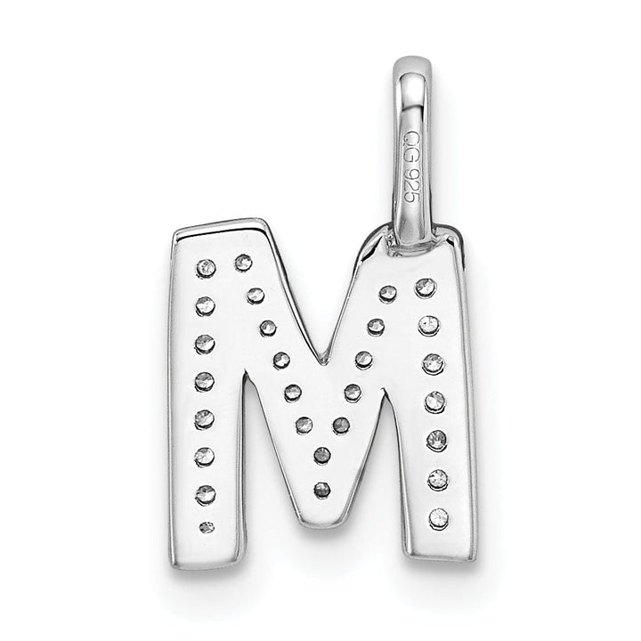 14K White Gold Diamond 0.092-CT Lower Case Style M Initial Charm