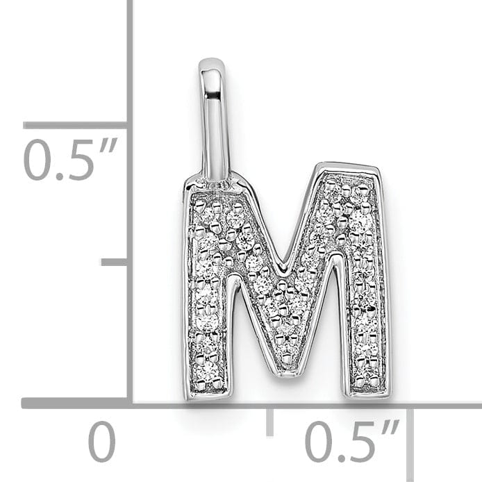 14K White Gold Diamond 0.092-CT Lower Case Style M Initial Charm