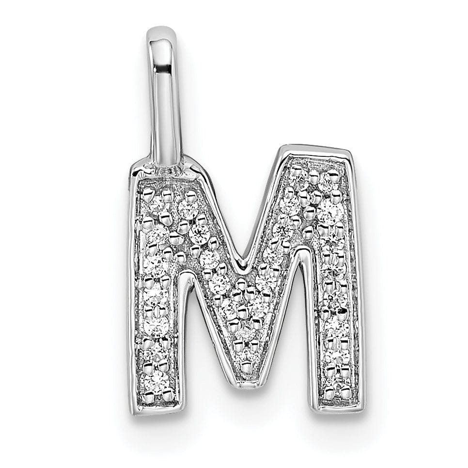 14K White Gold Diamond 0.092-CT Lower Case Style M Initial Charm