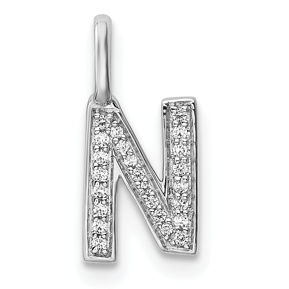 14K White Gold Diamond 0.08-CT Lower Case Style N Initial Charm