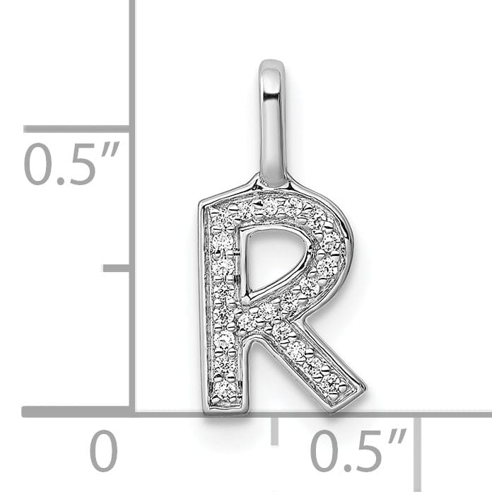 14K White Gold Diamond 0.072-CT Lower Case Style R Initial Charm
