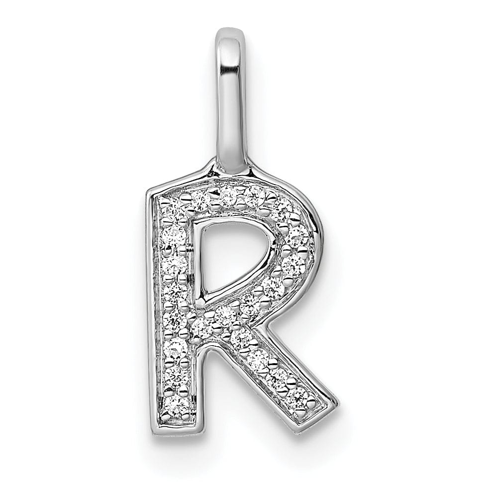 14K White Gold Diamond 0.072-CT Lower Case Style R Initial Charm