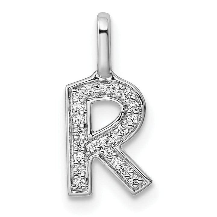 14K White Gold Diamond 0.072-CT Lower Case Style R Initial Charm