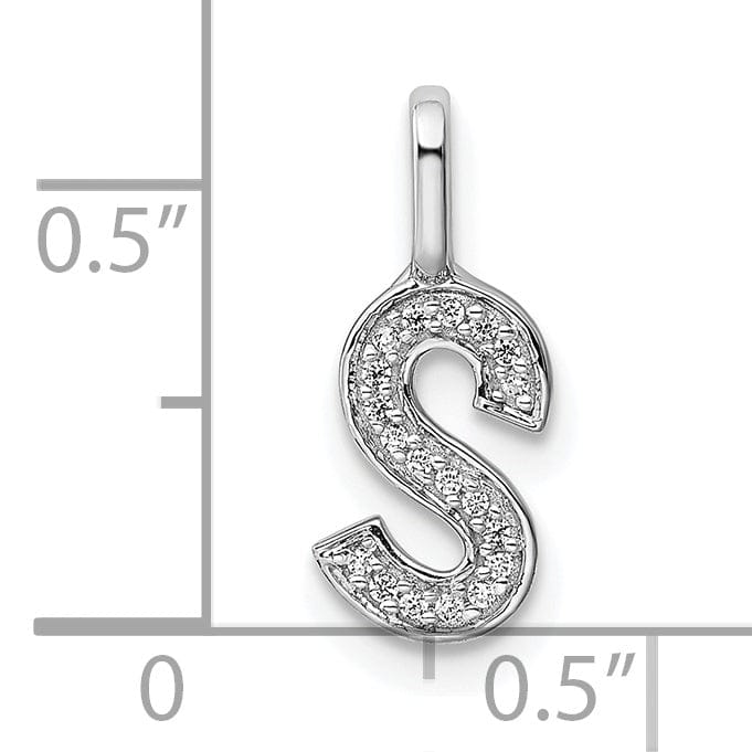 14K White Gold Diamond 0.057-CT Lower Case Style S Initial Charm