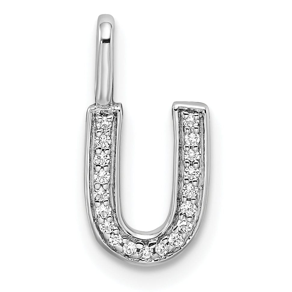 14K White Gold Diamond 0.063-CT Lower Case Style U Initial Charm