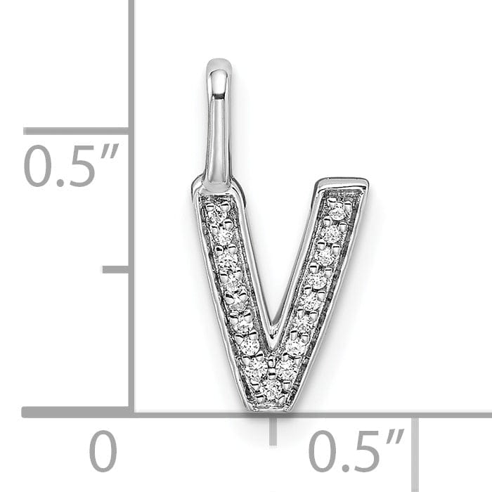 14K White Gold Diamond 0.053-CT Lower Case Style V Initial Charm