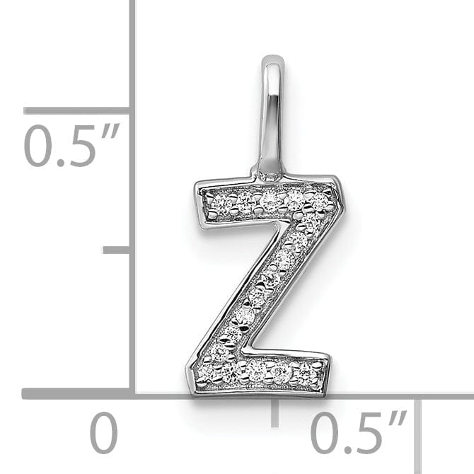 14K White Gold Diamond 0.058-CT Lower Case Style Z Initial Charm