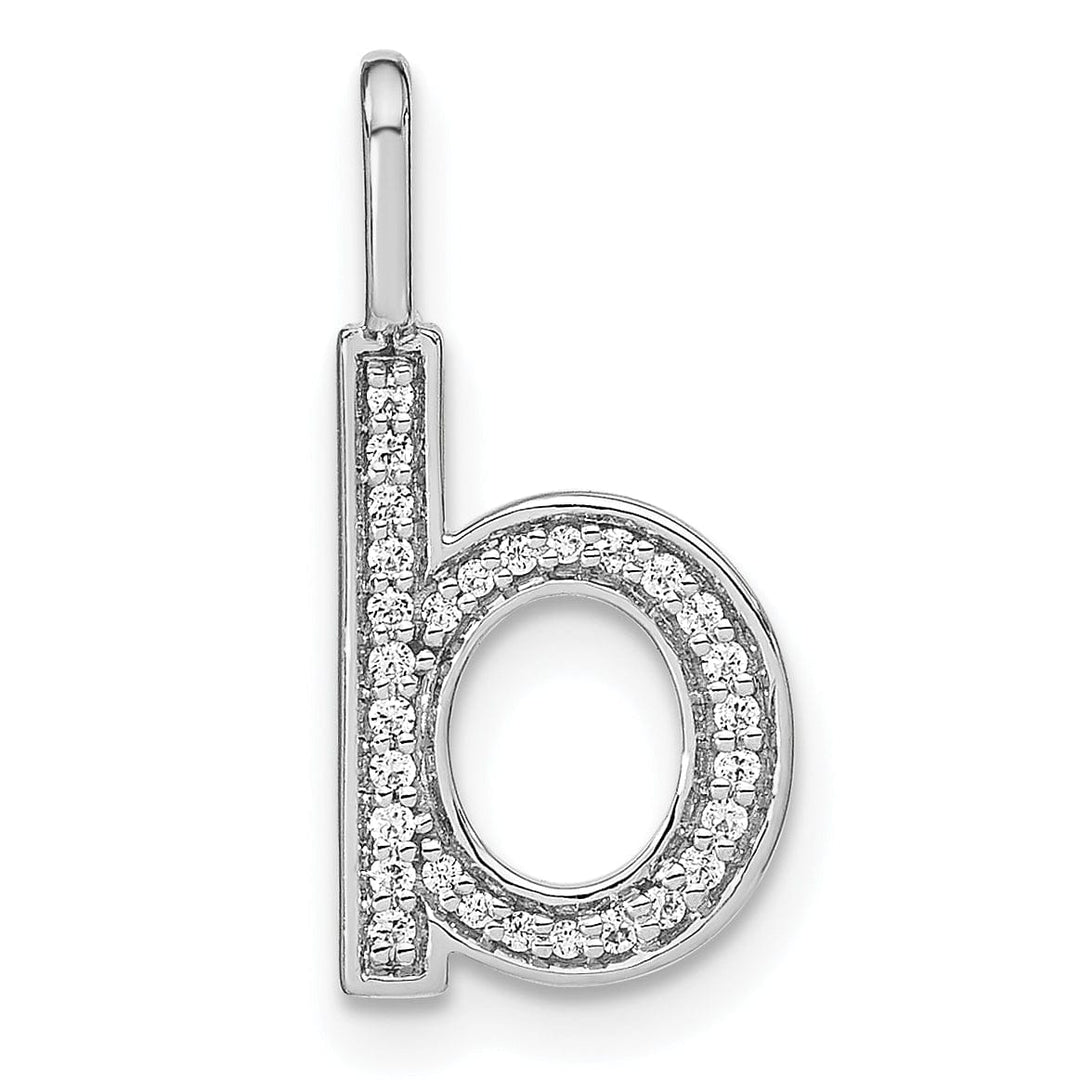 14K White Gold Diamond 0.098-CT Lower Case Style B Initial Charm