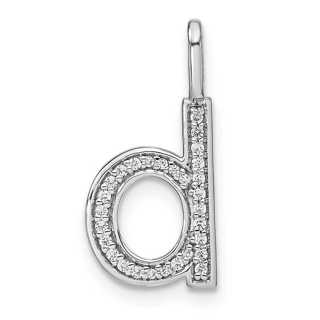 14K White Gold Diamond 0.098-CT Lower Case Style D Initial Charm