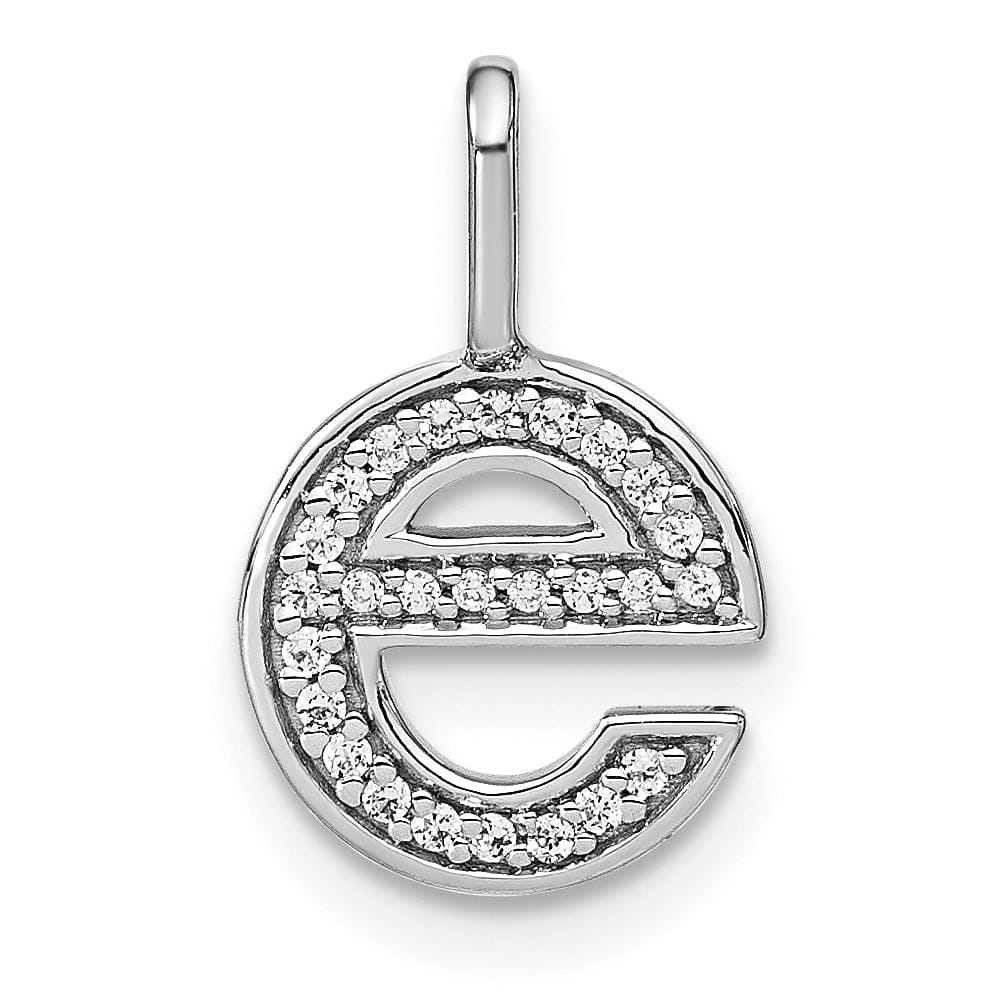 14K White Gold Diamond 0.086-CT Lower Case Style E Initial Charm