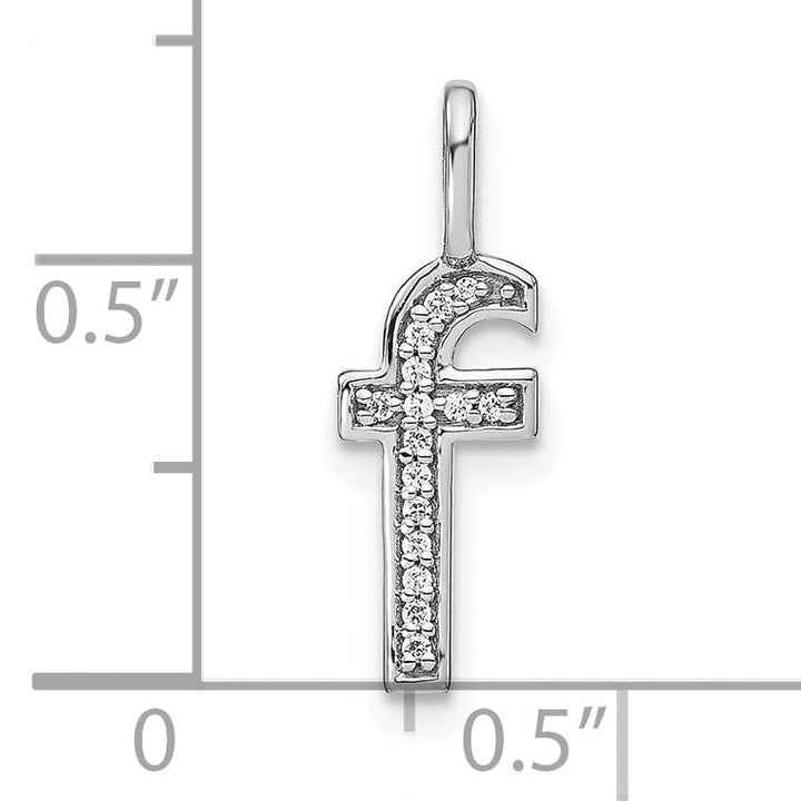 14K White Gold Diamond 0.052-CT Lower Case Style F Initial Charm