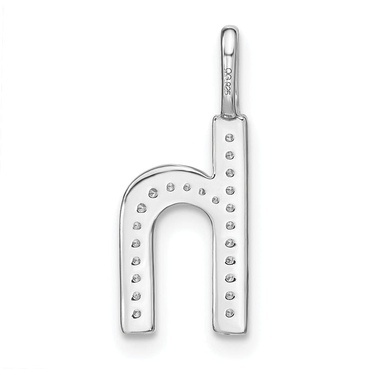 14K White Gold Diamond 0.082-CT Lower Case Style H Initial Charm
