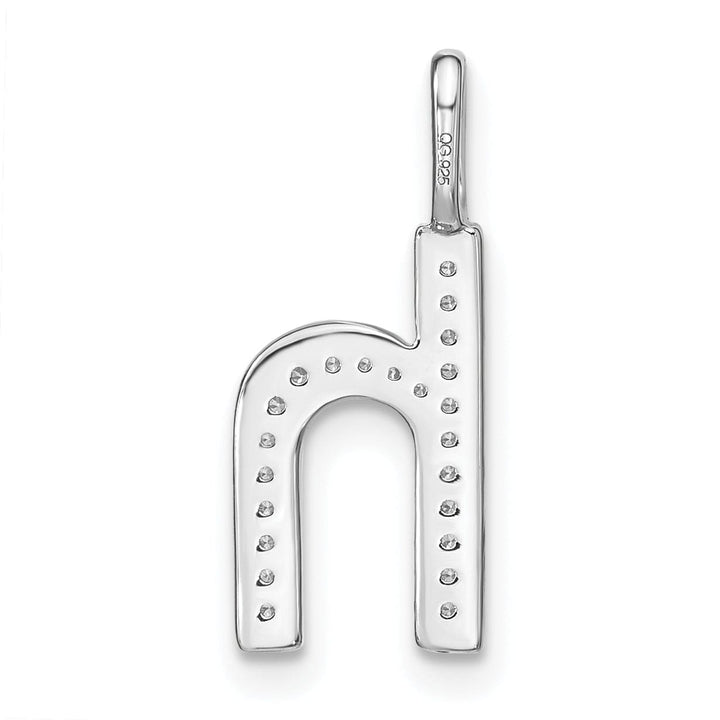 14K White Gold Diamond 0.082-CT Lower Case Style H Initial Charm