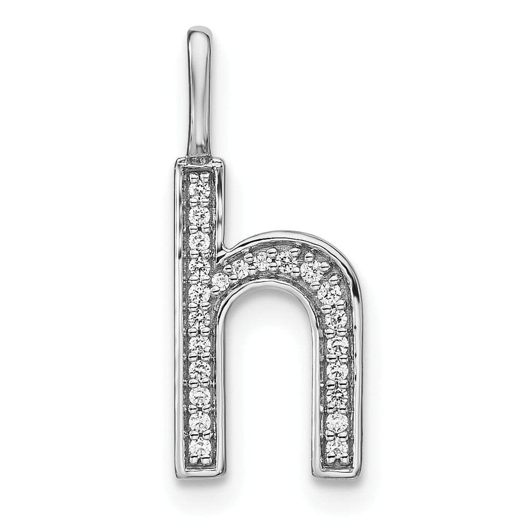 14K White Gold Diamond 0.082-CT Lower Case Style H Initial Charm