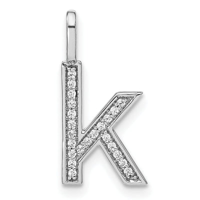 14K White Gold Diamond 0.081-CT Lower Case Style K Initial Charm