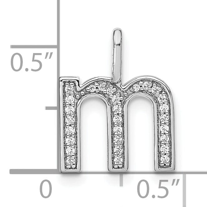 14K White Gold Diamond 0.096-CT Lower Case Style M Initial Charm