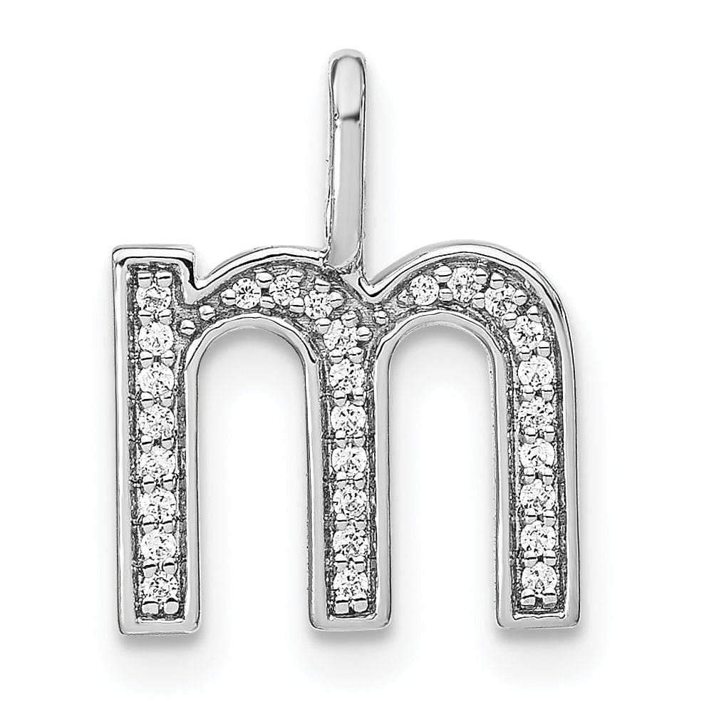 14K White Gold Diamond 0.096-CT Lower Case Style M Initial Charm