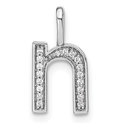 14K White Gold Diamond 0.063-CT Lower Case Style N Initial Charm