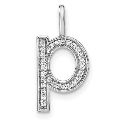 14K White Gold Diamond 0.098-CT Lower Case Style P Initial Charm