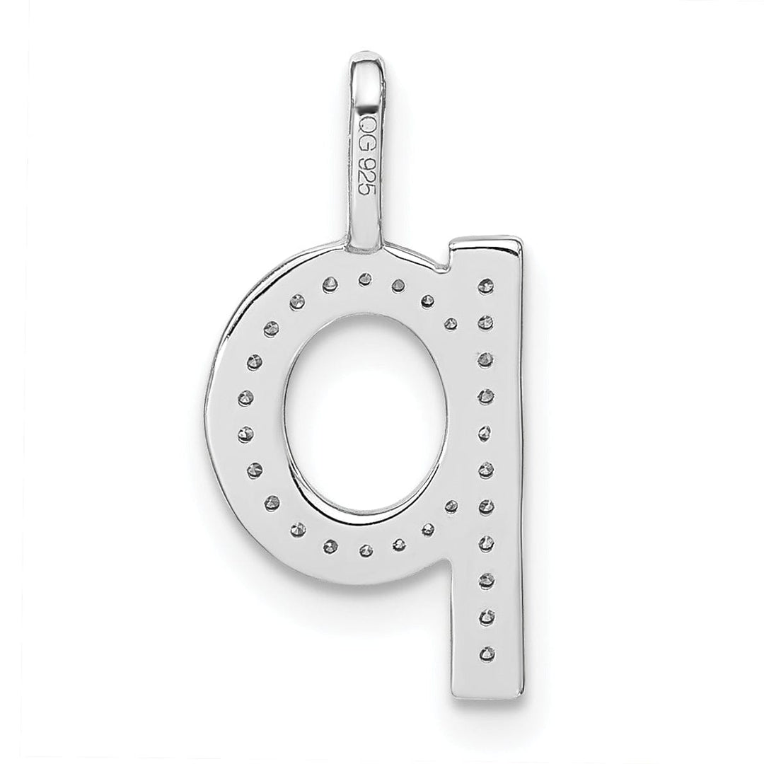 14K White Gold Diamond 0.098-CT Lower Case Style Q Initial Charm