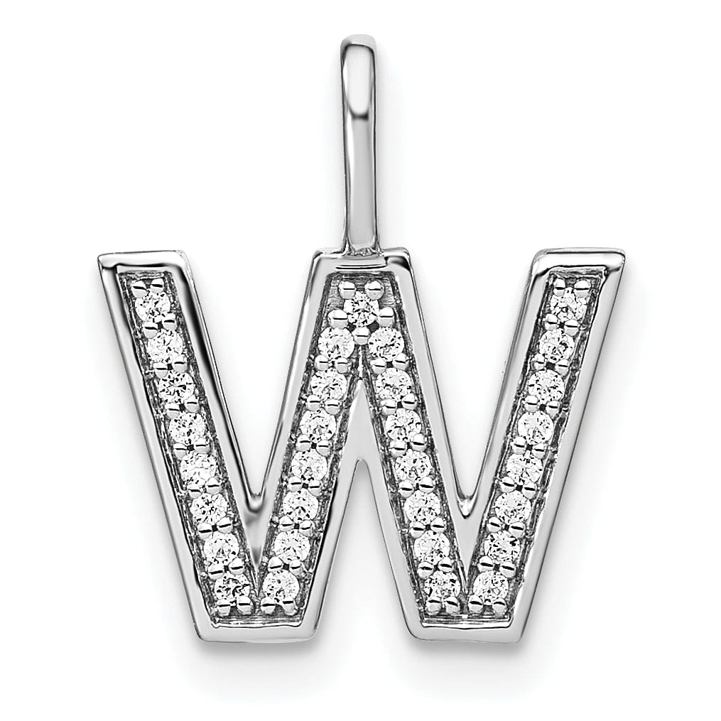 14K White Gold Diamond 0.109-CT Lower Case Style W Initial Charm